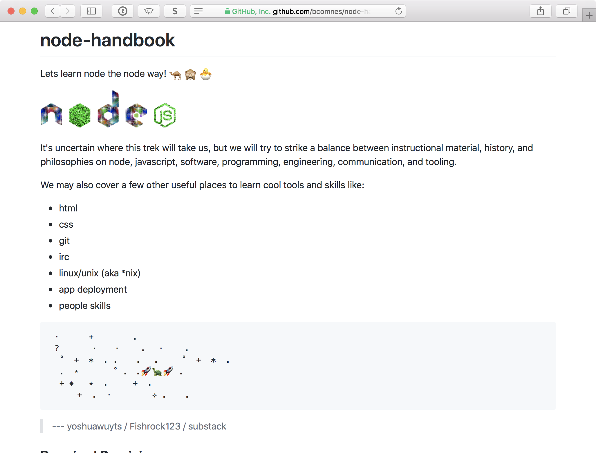 Screenshot of Node.js handbook