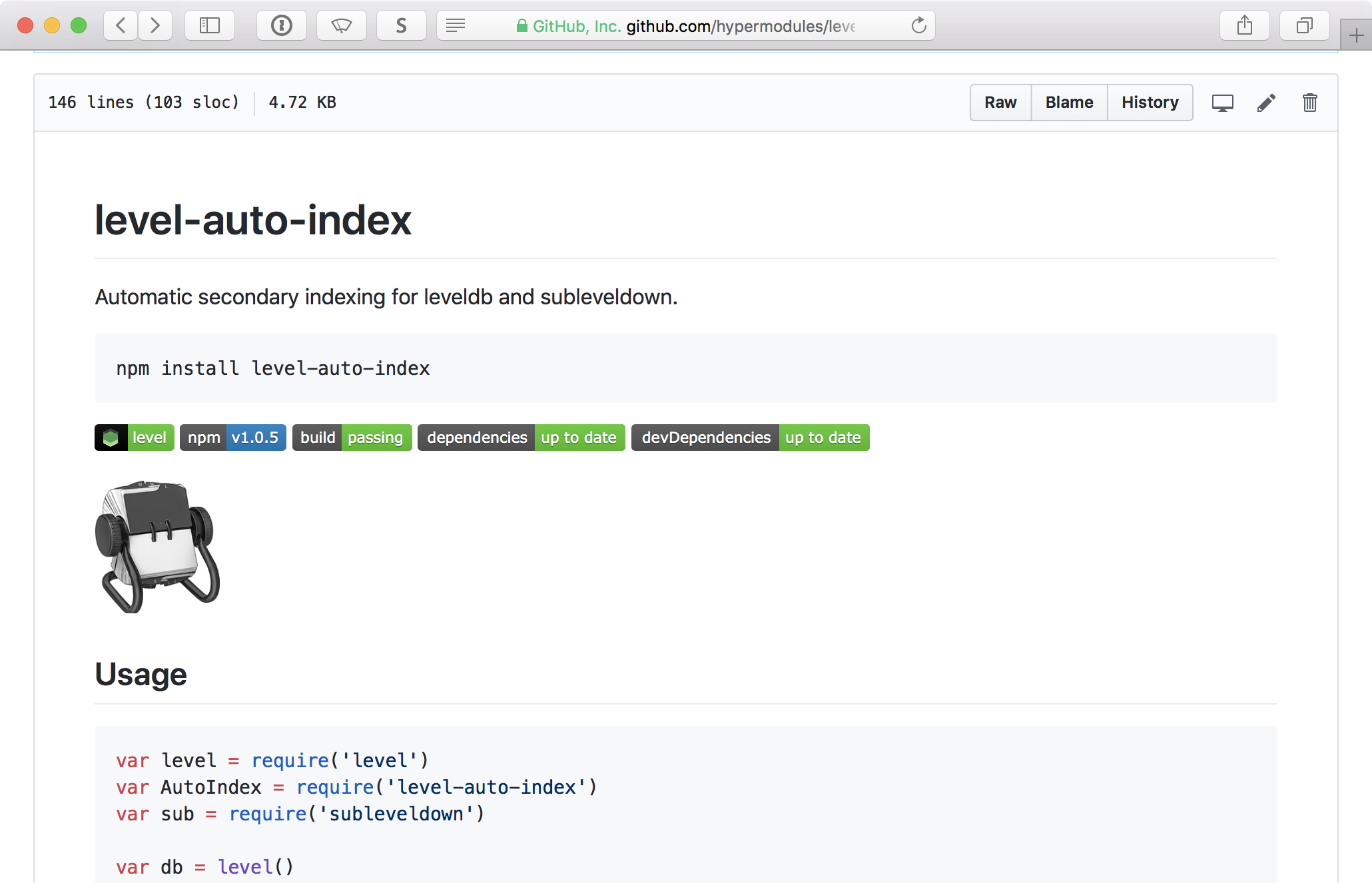 Screenshot of level-auto-index